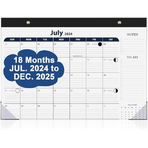 2024-2025 Desk Calendar - 18 Months Magnetic Calendar for Fridge, July 2024-2025, 17" x 12" Large Wall Calendar with Moon Tracking, Stickers, Thick & Sturdy Paper for Home School Office