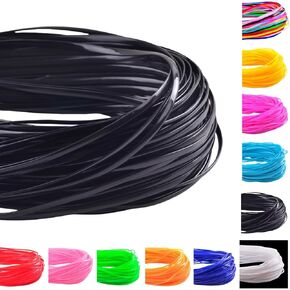 Lanyards String Gimp String Boondoggle String 100pcs 1meter Black 2.5X1mm Plastic Lanyard String for Bracelet Necklace Keychain Making Craft Plastic Lacing Cord Flat String Set