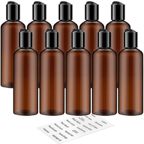 TUZAZO 10 Pack 3.4 oz Clear Travel Bottles for Toiletries TSA Approved Leakproof Travel Size Containers Empty Small Plastic Shampoo Lotion Bottles with Labels