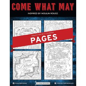 Coloring Broadway - Moulin Rouge Inspired Coloring Pages (Set of 4) “Come What May" Collection, Broadway Musical Merchandise, Matte Card Stock (8 1/2" x 11"), Ideal Gift for a Broadway Theater Lover