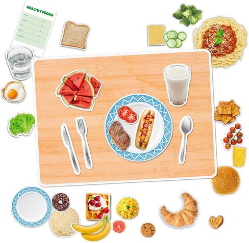 35 قطعة من الأطعمة الصحية المغناطيسية، الطعام المغناطيسي بما في ذلك مغناطيس الطعام، مفرش طاولة مغناطيسي وقائمة كتابة ورقية للأطفال الصغار في مرحلة ما قبل المدرسة in Kuwait