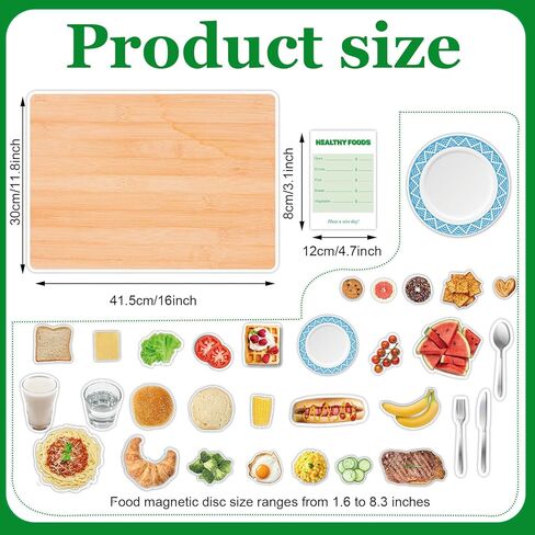 35 قطعة من الأطعمة الصحية المغناطيسية، الطعام المغناطيسي بما في ذلك مغناطيس الطعام، مفرش طاولة مغناطيسي وقائمة كتابة ورقية للأطفال الصغار في مرحلة ما قبل المدرسة in Kuwait