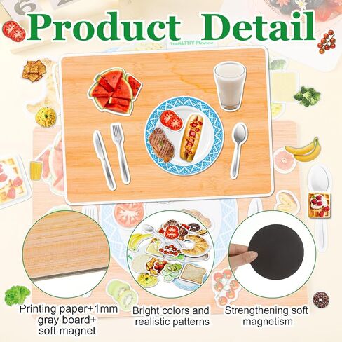 35 قطعة من الأطعمة الصحية المغناطيسية، الطعام المغناطيسي بما في ذلك مغناطيس الطعام، مفرش طاولة مغناطيسي وقائمة كتابة ورقية للأطفال الصغار في مرحلة ما قبل المدرسة in Kuwait