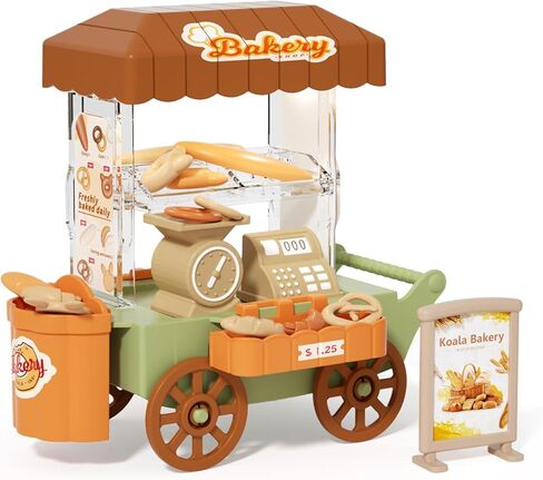 Kitchen Toy Foods Set for Kids, Pretend Play Bakery Shop Toy Shopping Cart with Accessories & Light, Educational Interactive Store Trolley Toy for Toddlers Boys Girls Birthday Gift 3 4 5 6 Years Old in Saudi Arabia