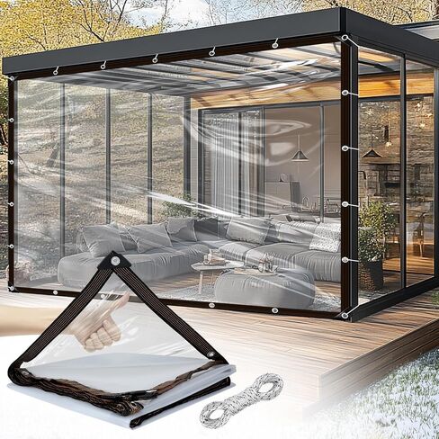 8x10ft Clear Tarps - 2 Pcs Anti-Tear Poly Tarpaulin, Heavy Duty Waterproof Transparent Patio Enclosure with Grommets Rope for Covering Chicken Coops Greenhouse Garden Plants in Saudi Arabia