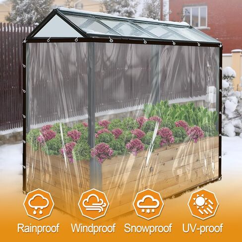 8x10ft Clear Tarps - 2 Pcs Anti-Tear Poly Tarpaulin, Heavy Duty Waterproof Transparent Patio Enclosure with Grommets Rope for Covering Chicken Coops Greenhouse Garden Plants in Saudi Arabia