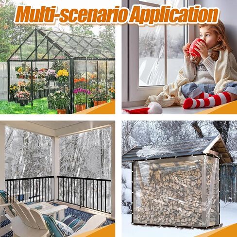 8x10ft Clear Tarps - 2 Pcs Anti-Tear Poly Tarpaulin, Heavy Duty Waterproof Transparent Patio Enclosure with Grommets Rope for Covering Chicken Coops Greenhouse Garden Plants in Saudi Arabia