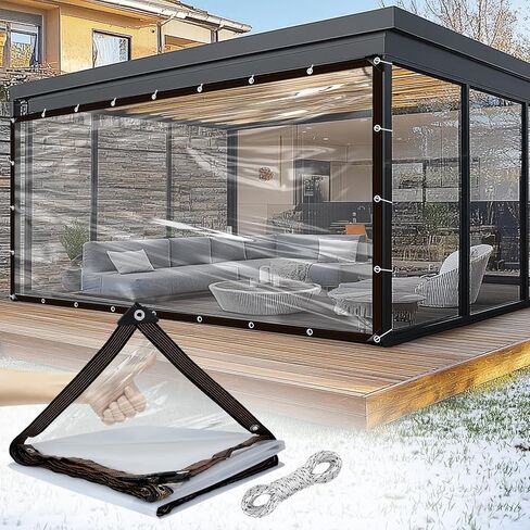 8x10ft Clear Tarps - 2 Pcs Anti-Tear Poly Tarpaulin, Heavy Duty Waterproof Transparent Patio Enclosure with Grommets Rope for Covering Chicken Coops Greenhouse Garden Plants in Saudi Arabia