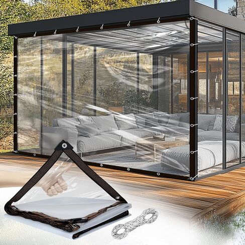 8x10ft Clear Tarps - 2 Pcs Anti-Tear Poly Tarpaulin, Heavy Duty Waterproof Transparent Patio Enclosure with Grommets Rope for Covering Chicken Coops Greenhouse Garden Plants in Saudi Arabia