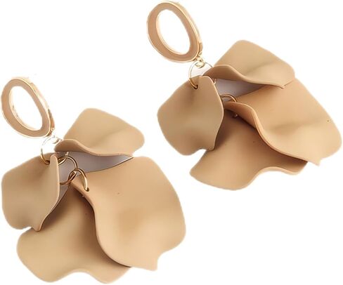 خمر الاكريليك طويلة رومانسية يترك بتلات الورد استرخى أقراط مبالغ فيها زهرة قطرة بيان الأزهار شرابة أقراط للنساء مجوهرات للبنات in Kuwait