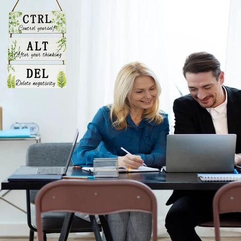 ديكور حائط ملهم للمكتب - تعليق على الحائط من الخشب الريفي، مقاس 25.4 × 10.16 سم، لافتات خشبية تحفيزية فنية جدارية مع أقوال، Ctrl Alt Del، لوحات جدارية تحفيزية، ديكور مكتب للعمل in Kuwait