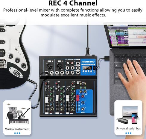 لوحة صوت محمولة مزودة بـ 7 قنوات تعمل بتقنية البلوتوث مع واجهة USB DJ Mixer MP3 ومصدر طاقة 48 فولت لتسجيل الكمبيوتر، وحدة تحكم خلط لتسجيل الاستوديو in Kuwait