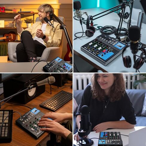 لوحة صوت محمولة مزودة بـ 7 قنوات تعمل بتقنية البلوتوث مع واجهة USB DJ Mixer MP3 ومصدر طاقة 48 فولت لتسجيل الكمبيوتر، وحدة تحكم خلط لتسجيل الاستوديو in Kuwait