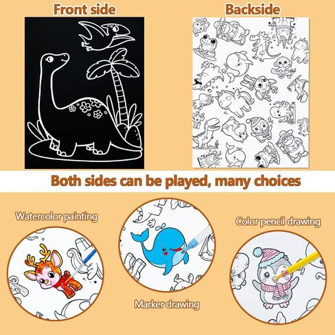JUNQIU Scratch Art for Kids, Rainbow Scratch Paper Art Set - Animals, Arts and Crafts for Kids Ages 4-8 Girls Boys, Kids Activity & Christmas Crafts, Stocking Stuffers for Kids in Saudi Arabia
