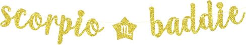Scorpio Baddie Banner, Scorpio Happy Birthday Decor, 12 Constellation Zodiac Scorpio Themed Birthday Party Decorations for Boys and Girls - Black Glitter in Saudi Arabia