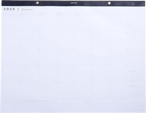 تقويم مكتبي من الجلد النباتي الأسود من راسل+هازل، 12 ورقة، 22 بوصة × 17 بوصة - يناير 2025 - ديسمبر 2025 (100635) in Kuwait