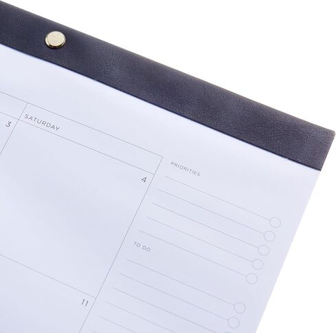 تقويم مكتبي من الجلد النباتي الأسود من راسل+هازل، 12 ورقة، 22 بوصة × 17 بوصة - يناير 2025 - ديسمبر 2025 (100635) in Kuwait