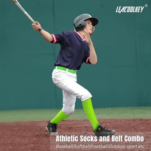 LEACOOLKEY Baseball Socks and Belt Combo Adult Youth Softball Elastic Socks Belt Set Adjustable in Saudi Arabia