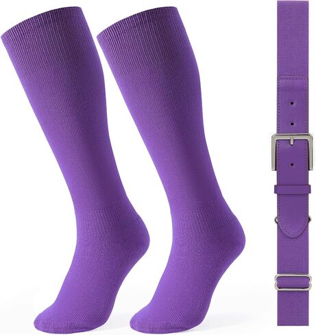 LEACOOLKEY Baseball Socks and Belt Combo Adult Youth Softball Elastic Socks Belt Set Adjustable in Saudi Arabia