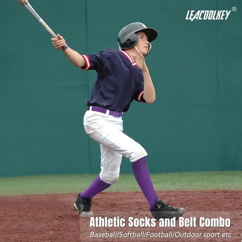 LEACOOLKEY Baseball Socks and Belt Combo Adult Youth Softball Elastic Socks Belt Set Adjustable in Saudi Arabia