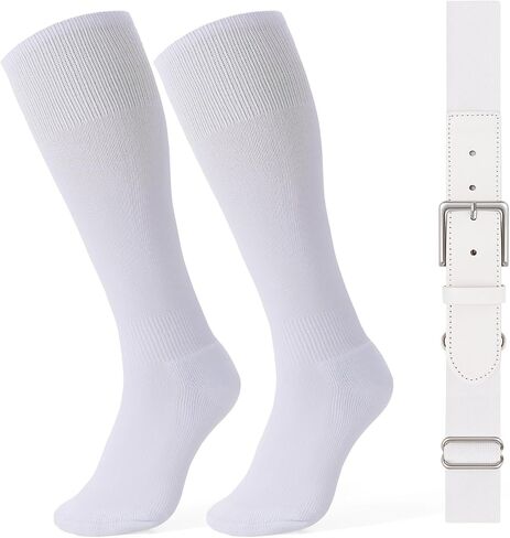 LEACOOLKEY Baseball Socks and Belt Combo Adult Youth Softball Elastic Socks Belt Set Adjustable in Saudi Arabia