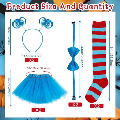 Halloween Costume Accessories Include Womens Tulle Tutu Headband Bow Ties Stretchy Striped Socks for Adults Cosplay in Saudi Arabia