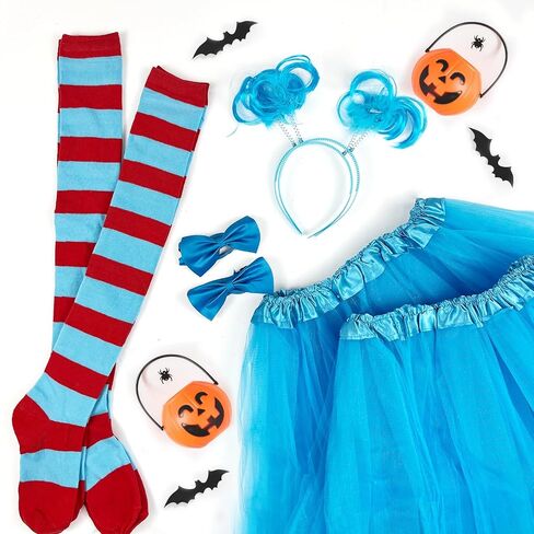 Halloween Costume Accessories Include Womens Tulle Tutu Headband Bow Ties Stretchy Striped Socks for Adults Cosplay in Saudi Arabia