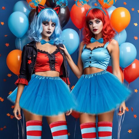 Halloween Costume Accessories Include Womens Tulle Tutu Headband Bow Ties Stretchy Striped Socks for Adults Cosplay in Saudi Arabia