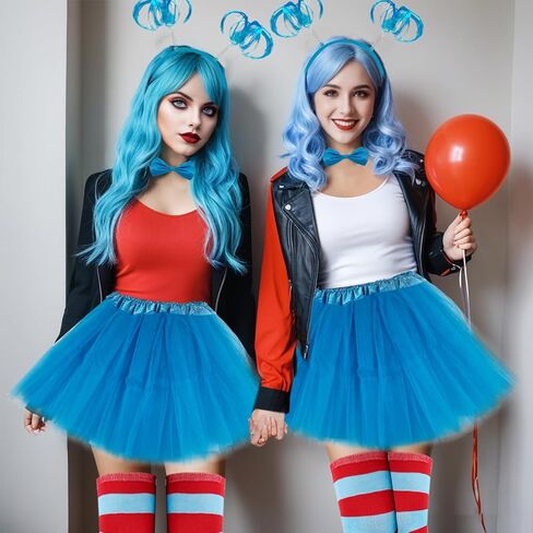 Halloween Costume Accessories Include Womens Tulle Tutu Headband Bow Ties Stretchy Striped Socks for Adults Cosplay in Saudi Arabia