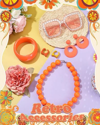 Landlady Costume Including Caftan Dress Curly Wig Necklace Earring Sunglasses Rings Hair Clip for Halloween Cosplay in Saudi Arabia