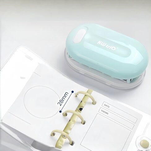 3-Hole Mini Punch for Pocket Notebooks | Portable Mini Hole Puncher for Mini Binders, Journaling & Planner Accessories | Precise 28mm Spacing | Compact Handheld Design (Green) in Saudi Arabia
