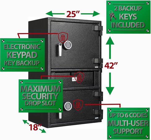 Templeton Standard Depository Drop Safe & Lock Box, Electronic Multi-User Keypad Combination Lock with Key Backup, Anti Fishing Security, 1.5 CBF Black in Saudi Arabia