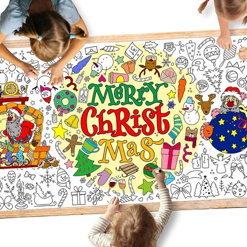 Christmas Coloring Poster/Tablecloth-Christmas Crafts for Kids 30 x 72 Inches Party Supplies Drawing Jumbo Paper Christmas Decorations Classroom Banner Kids Games in Saudi Arabia
