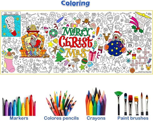 Christmas Coloring Poster/Tablecloth-Christmas Crafts for Kids 30 x 72 Inches Party Supplies Drawing Jumbo Paper Christmas Decorations Classroom Banner Kids Games in Saudi Arabia