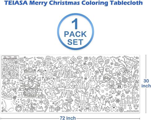 Christmas Coloring Poster/Tablecloth-Christmas Crafts for Kids 30 x 72 Inches Party Supplies Drawing Jumbo Paper Christmas Decorations Classroom Banner Kids Games in Saudi Arabia