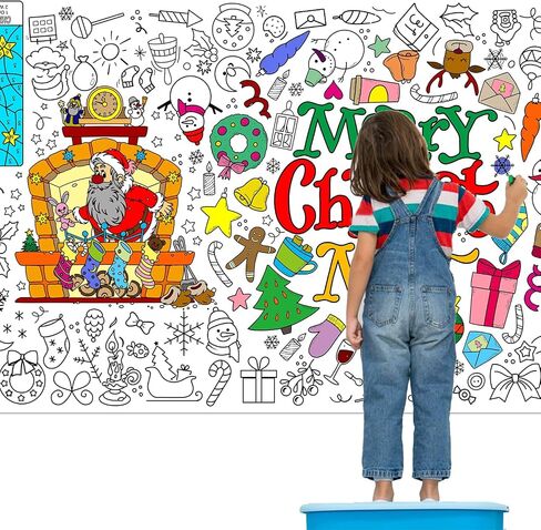 Christmas Coloring Poster/Tablecloth-Christmas Crafts for Kids 30 x 72 Inches Party Supplies Drawing Jumbo Paper Christmas Decorations Classroom Banner Kids Games in Saudi Arabia