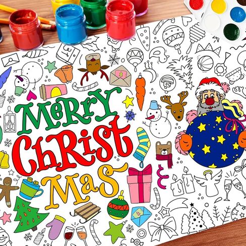 Christmas Coloring Poster/Tablecloth-Christmas Crafts for Kids 30 x 72 Inches Party Supplies Drawing Jumbo Paper Christmas Decorations Classroom Banner Kids Games in Saudi Arabia