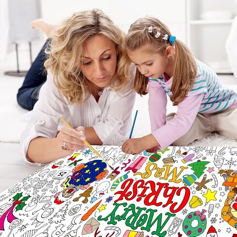 Christmas Coloring Poster/Tablecloth-Christmas Crafts for Kids 30 x 72 Inches Party Supplies Drawing Jumbo Paper Christmas Decorations Classroom Banner Kids Games in Saudi Arabia