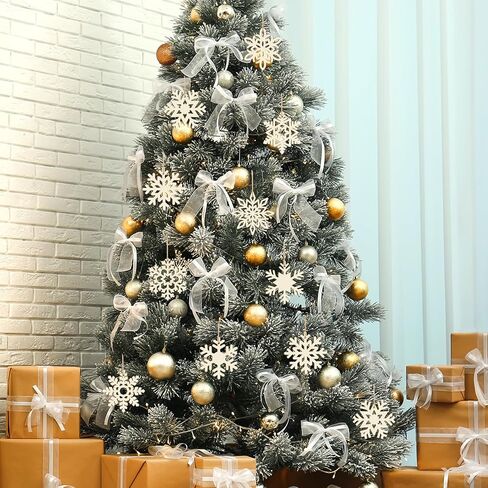 36PCS Hollow Wooden Snowflake Ornaments for Paint Christmas Tree Decorations 9 Styles, Unfinished Wood Snowflakes for Crafts DIY Blank Cutouts Ornament Winter New Year Hanging Decorations in Saudi Arabia