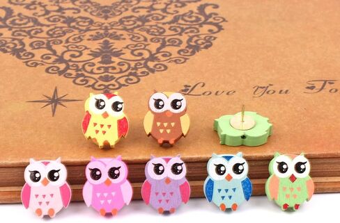 BIGEBO 50 PCS Owl Design Push pins Drawing Pin,Creative Pushpins/Thumbtacks Decorative for School Home & Office, Assorted Colors in Saudi Arabia