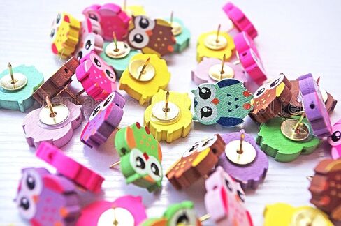 BIGEBO 50 PCS Owl Design Push pins Drawing Pin,Creative Pushpins/Thumbtacks Decorative for School Home & Office, Assorted Colors in Saudi Arabia