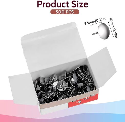 500 Pcs Thumbtacks Flat Metal Thumb Tacks Pushpins Poster for Cork Board, 3/8-inch Roundness Push Pins, Office Tacks for Corkboard, Bulletin Board Tacks, Metal Pushpins for Wall in Saudi Arabia