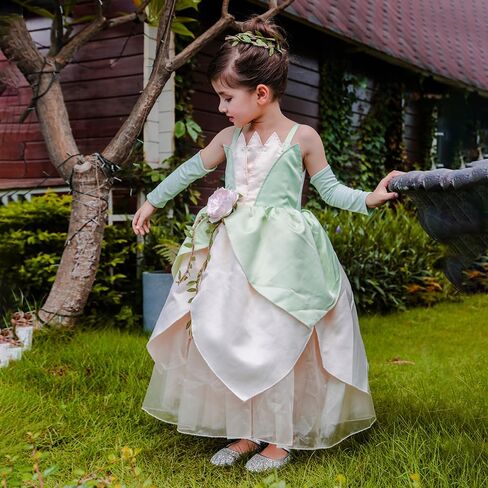 Princess Costume for Girls Fancy Fairy Halloween Party Dress Up Toddler Baby Tale Role Play Green Dress in Kuwait