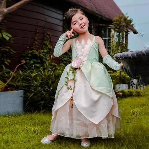 Princess Costume for Girls Fancy Fairy Halloween Party Dress Up Toddler Baby Tale Role Play Green Dress in Kuwait