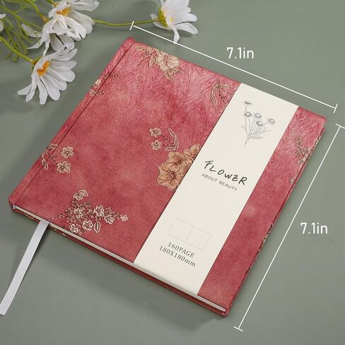 Fabric Simulated Silk Hardcover Sketching Books 7.1"x7.1" Square Art Sketch Book, 82 Sheets, Christmas Gift, Red in Saudi Arabia