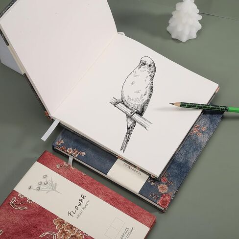 Fabric Simulated Silk Hardcover Sketching Books 7.1"x7.1" Square Art Sketch Book, 82 Sheets, Christmas Gift, Red in Saudi Arabia