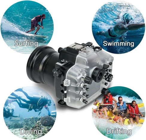 Sea frogs Underwater Camera Case Compatible with Canon EOS R6 60MM IPX8 40m/130ft Maximum Diving Depth Waterproof Camera Housing for Diving, Surfing, Rowing, Skiing in Kuwait