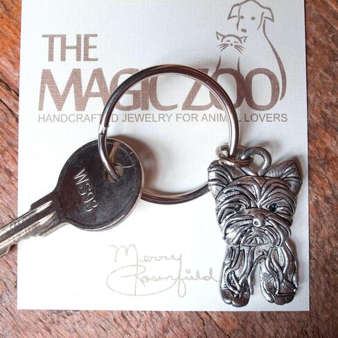 Pewter Dog Keychain – Keychains for Women – Cute Yorkie Gifts – Handcrafted in the USA Keychain Accessories in Saudi Arabia