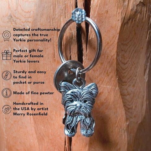Pewter Dog Keychain – Keychains for Women – Cute Yorkie Gifts – Handcrafted in the USA Keychain Accessories in Saudi Arabia