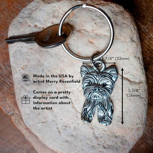 Pewter Dog Keychain – Keychains for Women – Cute Yorkie Gifts – Handcrafted in the USA Keychain Accessories in Saudi Arabia